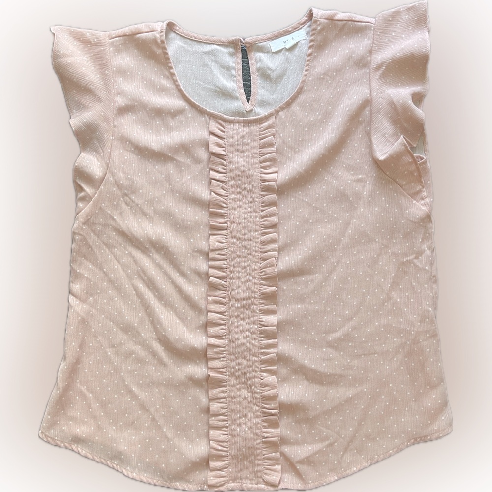 Mine Blush Ruffle Sleeve Blouse
